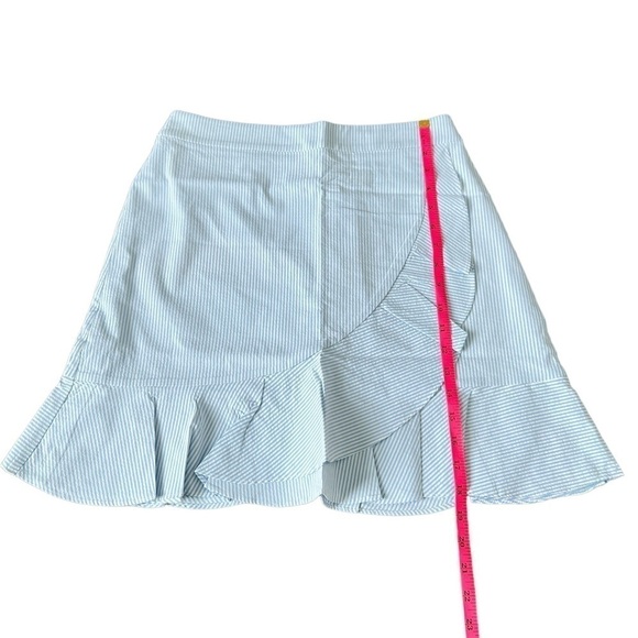 🆕 Southern Tide Stripes Sky Blue Seersucker Margaret Ruffle
Wrap Skirt - Picture 5 of 7